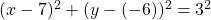 (x-7)^2+(y-(-6))^2=3^2