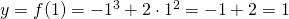 y=f(1)=-1^3+2 \cdot 1^2 =-1+2=1