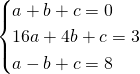 \[\begin{cases}a+b+c=0\\16a+4b+c=3\\a-b+c=8\end{cases}\]